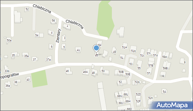 Kraków, Topografów, 45, mapa Krakowa