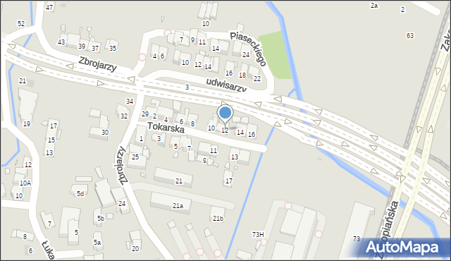 Kraków, Tokarska, 12, mapa Krakowa