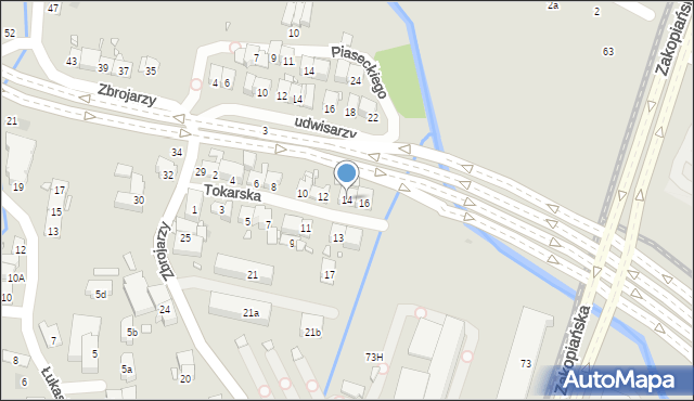 Kraków, Tokarska, 14, mapa Krakowa