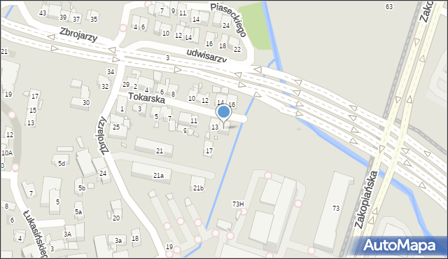 Kraków, Tokarska, 15, mapa Krakowa