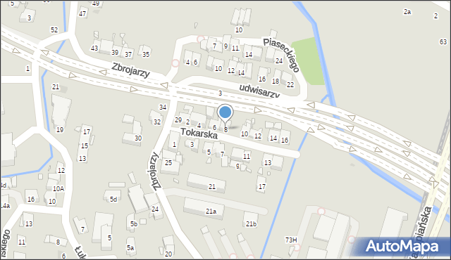 Kraków, Tokarska, 8, mapa Krakowa