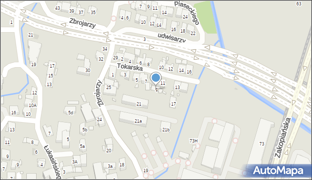 Kraków, Tokarska, 9, mapa Krakowa