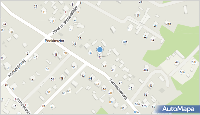 Krasnobród, Tomaszowska, 41, mapa Krasnobród