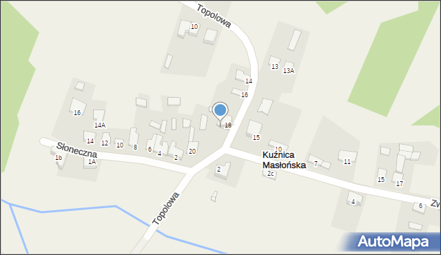 Kuźnica Masłońska, Topolowa, 18A, mapa Kuźnica Masłońska