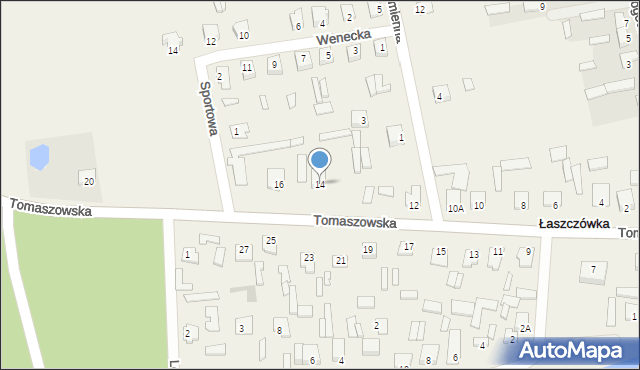 Łaszczówka, Tomaszowska, 14, mapa Łaszczówka