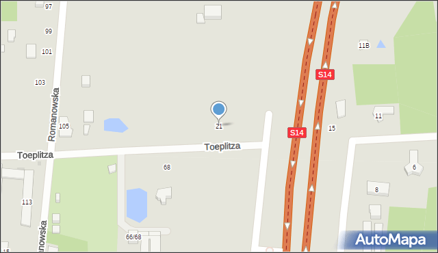 Łódź, Toeplitza Jerzego, 21, mapa Łodzi