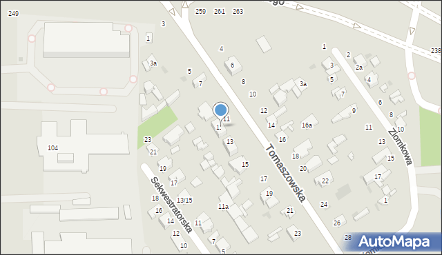 Łódź, Tomaszowska, 11b, mapa Łodzi