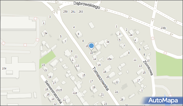 Łódź, Tomaszowska, 12, mapa Łodzi
