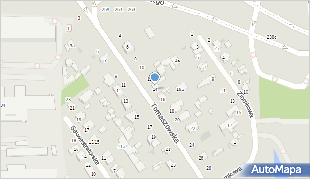 Łódź, Tomaszowska, 14, mapa Łodzi
