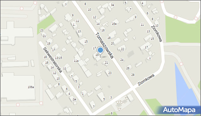 Łódź, Tomaszowska, 19a, mapa Łodzi