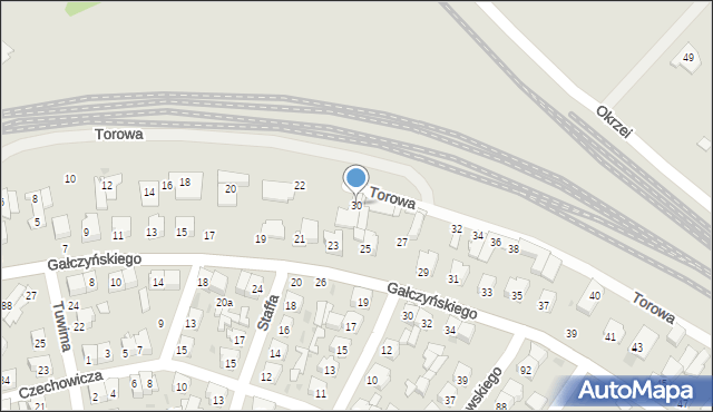 Łuków, Torowa, 30, mapa Łuków