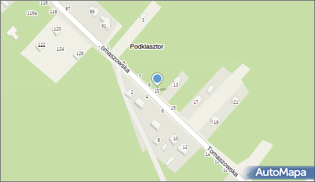 Majdan Wielki, Tomaszowska, 11, mapa Majdan Wielki