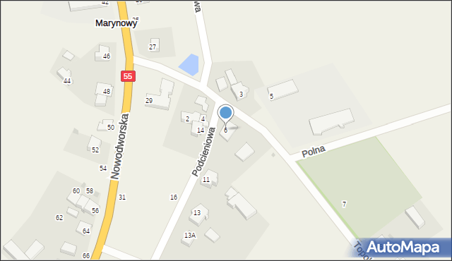 Marynowy, Topolowa, 6, mapa Marynowy