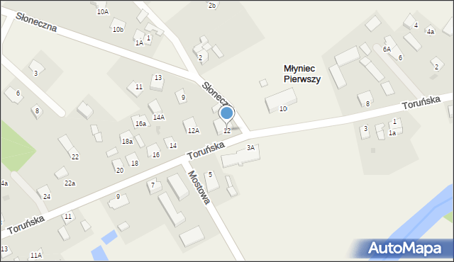 Młyniec Pierwszy, Toruńska, 12, mapa Młyniec Pierwszy