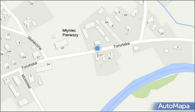 Młyniec Pierwszy, Toruńska, 3, mapa Młyniec Pierwszy