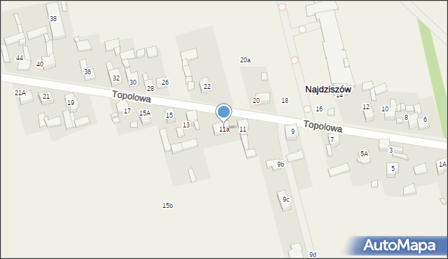 Najdziszów, Topolowa, 11a, mapa Najdziszów