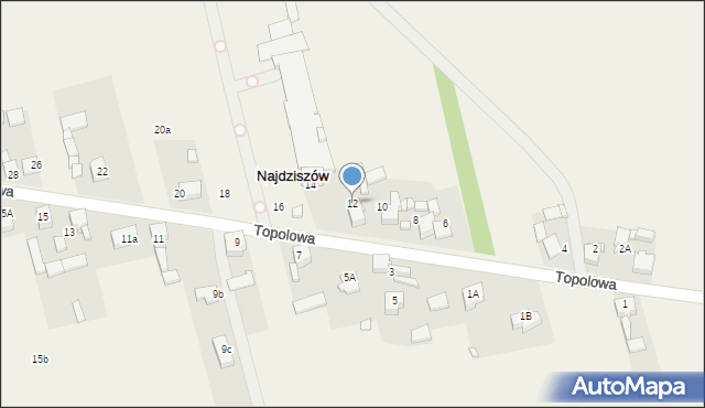 Najdziszów, Topolowa, 12, mapa Najdziszów