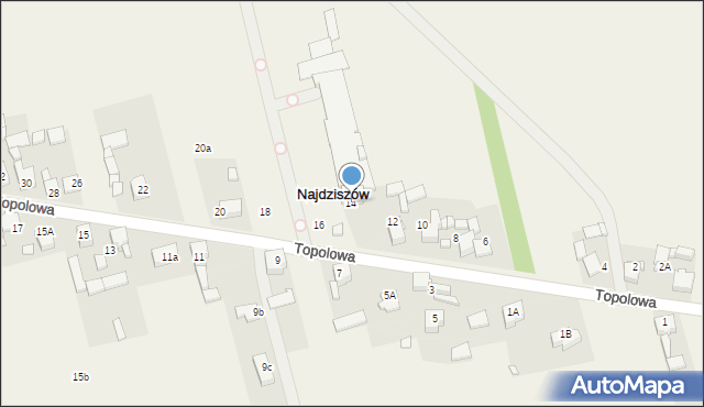 Najdziszów, Topolowa, 14, mapa Najdziszów