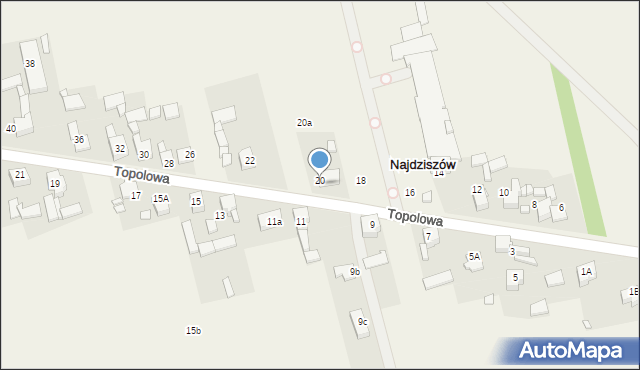 Najdziszów, Topolowa, 20, mapa Najdziszów