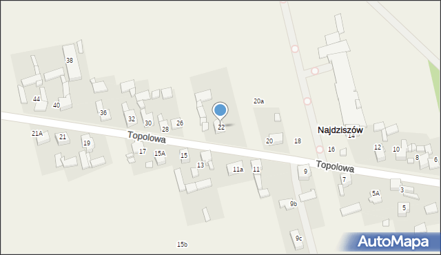 Najdziszów, Topolowa, 22, mapa Najdziszów