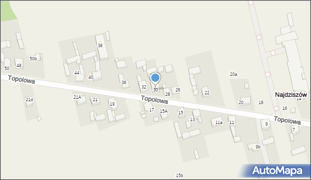 Najdziszów, Topolowa, 30, mapa Najdziszów