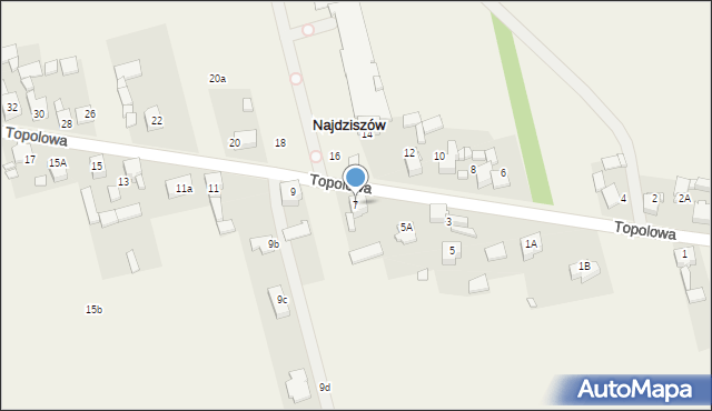 Najdziszów, Topolowa, 7, mapa Najdziszów