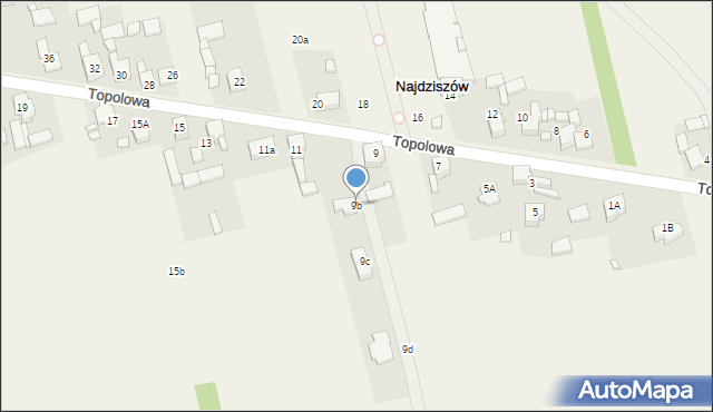 Najdziszów, Topolowa, 9b, mapa Najdziszów