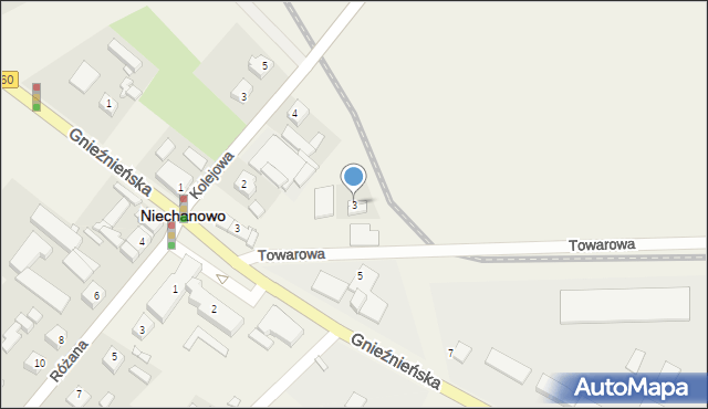 Niechanowo, Towarowa, 3, mapa Niechanowo