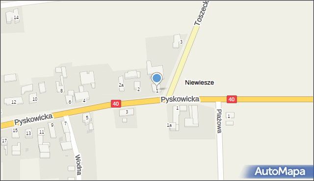 Niewiesze, Toszecka, 1, mapa Niewiesze