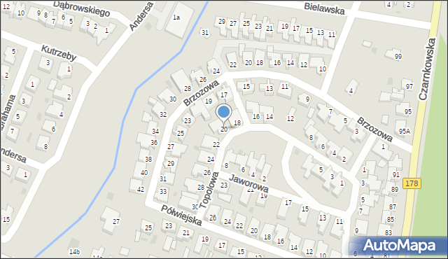 Oborniki, Topolowa, 20, mapa Oborniki