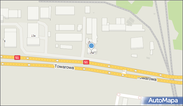 Olsztyn, Towarowa, 15a, mapa Olsztyna