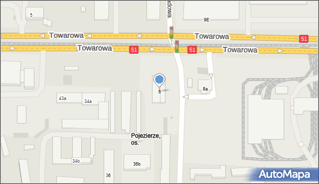 Olsztyn, Towarowa, 6, mapa Olsztyna
