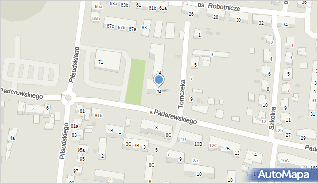 Ostrów Wielkopolski, Tomczeka Klemensa, 34, mapa Ostrów Wielkopolski