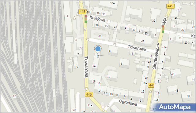 Ostrów Wielkopolski, Towarowa, 12, mapa Ostrów Wielkopolski