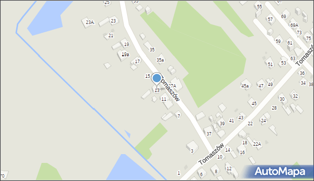 Ostrowiec Świętokrzyski, Tomaszów, 13, mapa Ostrowiec Świętokrzyski