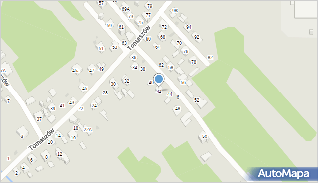 Ostrowiec Świętokrzyski, Tomaszów, 42, mapa Ostrowiec Świętokrzyski