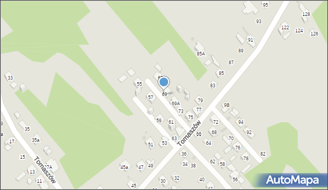 Ostrowiec Świętokrzyski, Tomaszów, 69, mapa Ostrowiec Świętokrzyski