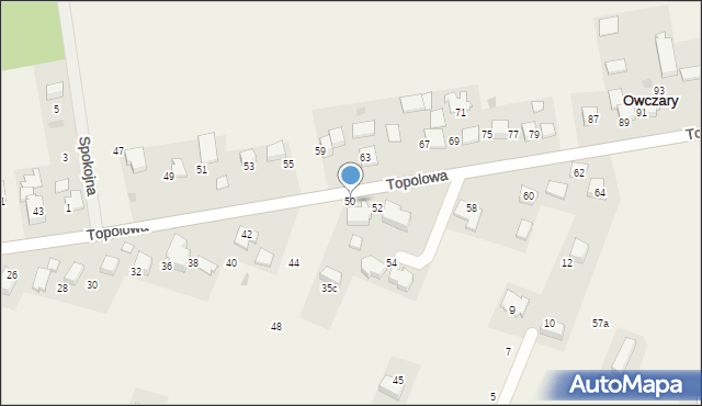 Owczary, Topolowa, 50, mapa Owczary