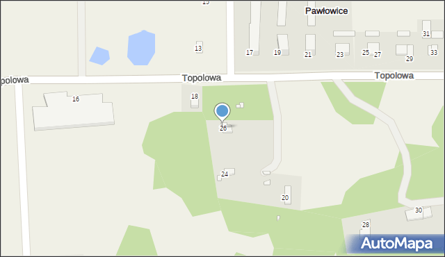 Pawłowice, Topolowa, 26, mapa Pawłowice