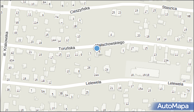 Piastów, Toruńska, 5a, mapa Piastów