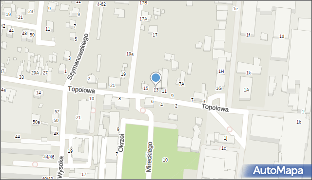 Piotrków Trybunalski, Topolowa, 13, mapa Piotrków Trybunalski