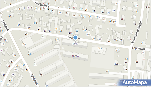 Piotrków Trybunalski, Topolowa, 16/20, mapa Piotrków Trybunalski