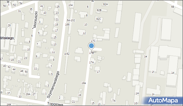 Piotrków Trybunalski, Topolowa, 17B, mapa Piotrków Trybunalski