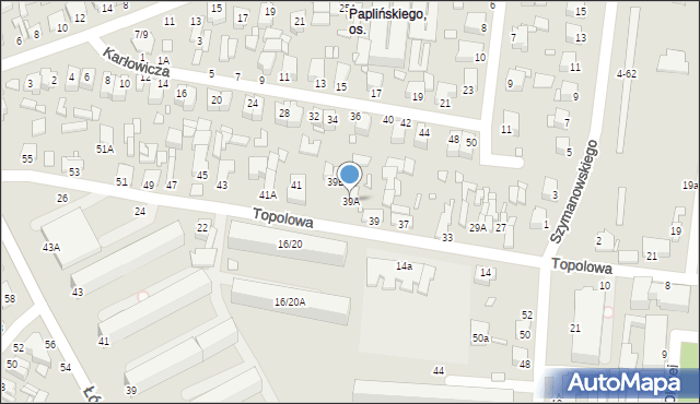 Piotrków Trybunalski, Topolowa, 39A, mapa Piotrków Trybunalski