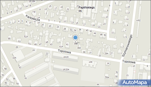Piotrków Trybunalski, Topolowa, 39B, mapa Piotrków Trybunalski