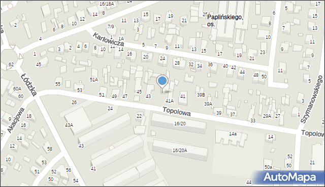 Piotrków Trybunalski, Topolowa, 43A, mapa Piotrków Trybunalski