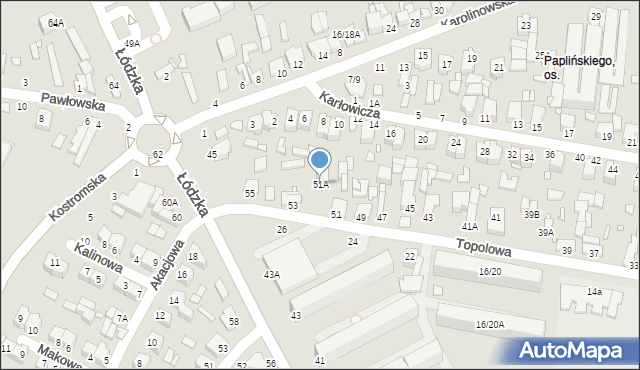 Piotrków Trybunalski, Topolowa, 51A, mapa Piotrków Trybunalski