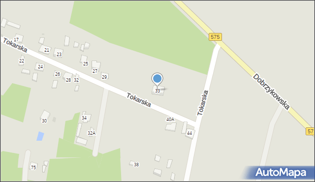 Płock, Tokarska, 33, mapa Płock