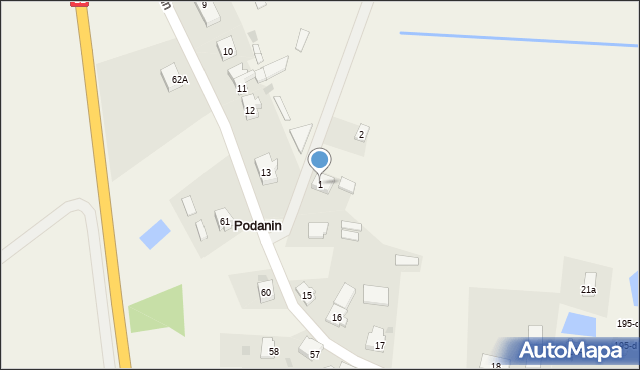 Podanin, Topolowa, 1, mapa Podanin