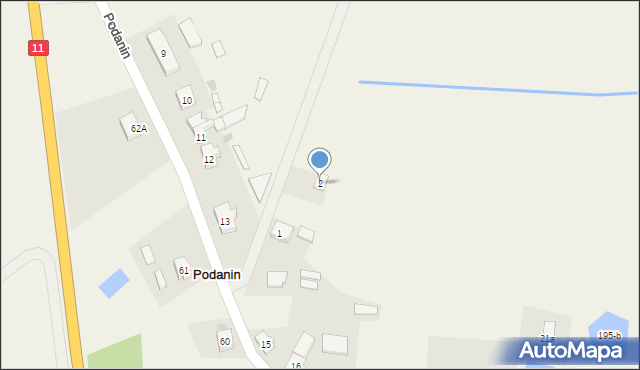 Podanin, Topolowa, 2, mapa Podanin